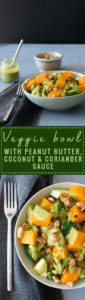 Veggie Bowl with Peanut Butter, Coconut & Coriander Sauce